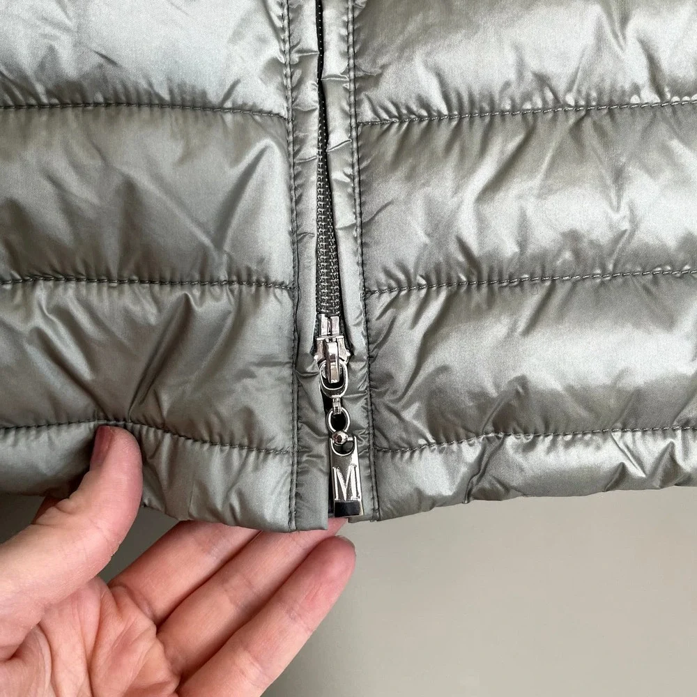 NWOT Madeleine Quilted Jacket Sage‎ Green Size 16 Puffer Full Zip Ruffle Back